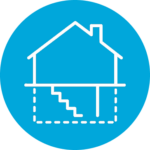Unfinished basement square footage icon